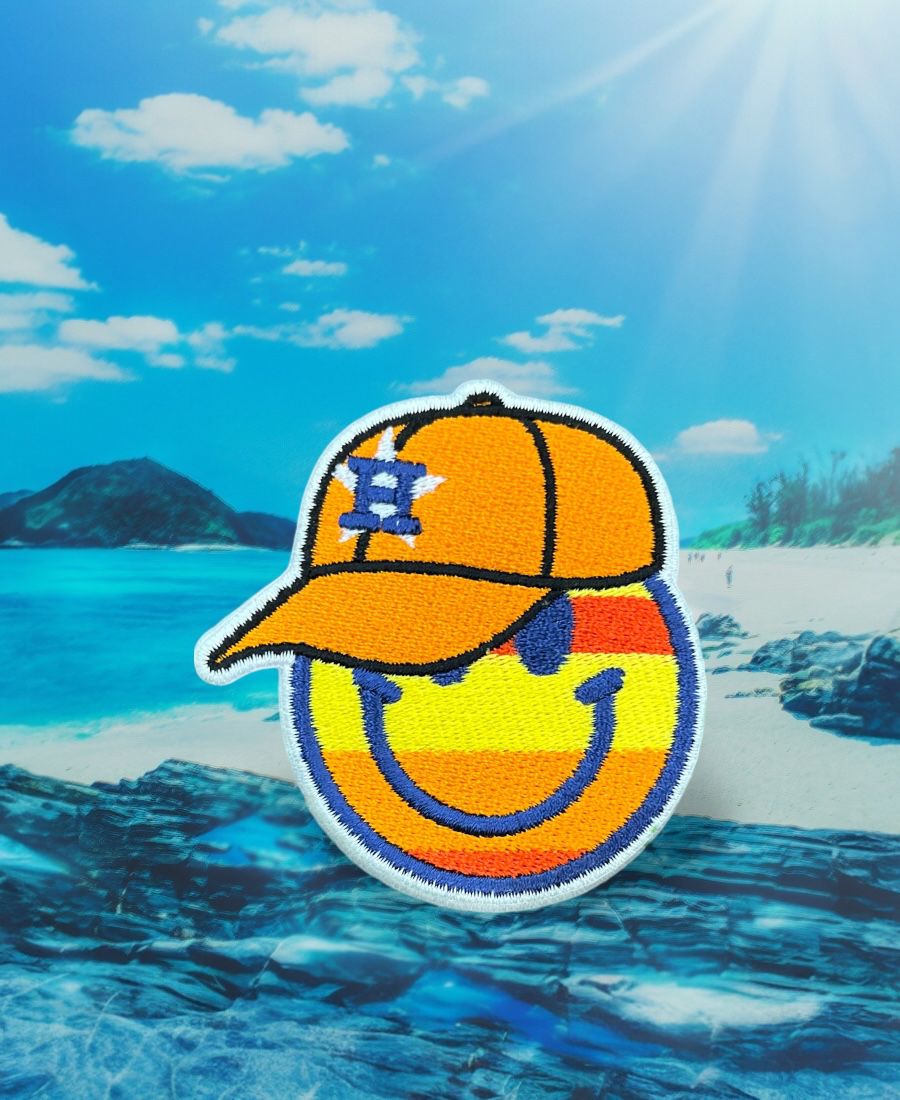 WhatsApp Image 2025-10-15 at 8.10.14 AM Astros Smiley Hat Emoji Embroidery Patch - Image 1
