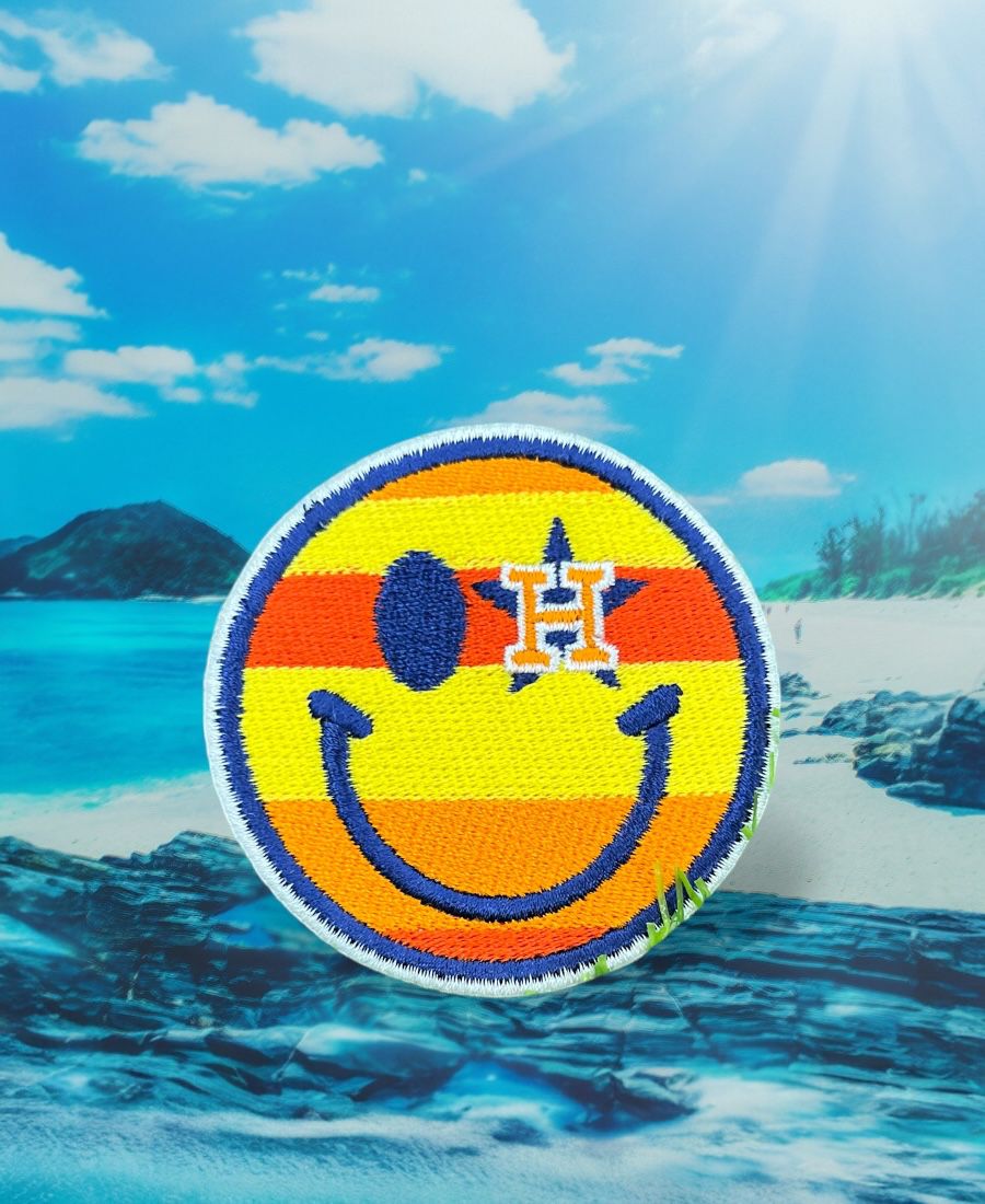 WhatsApp Image 2025-10-15 at 8.10.15 AM Astros Smiley Emoji Embroidery Patch - Image 1