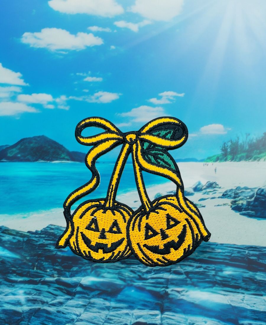 WhatsApp Image 2025-10-16 at 9.13.46 AM Pumpkin Halloween Cherries Embroidery Patch - Image 1