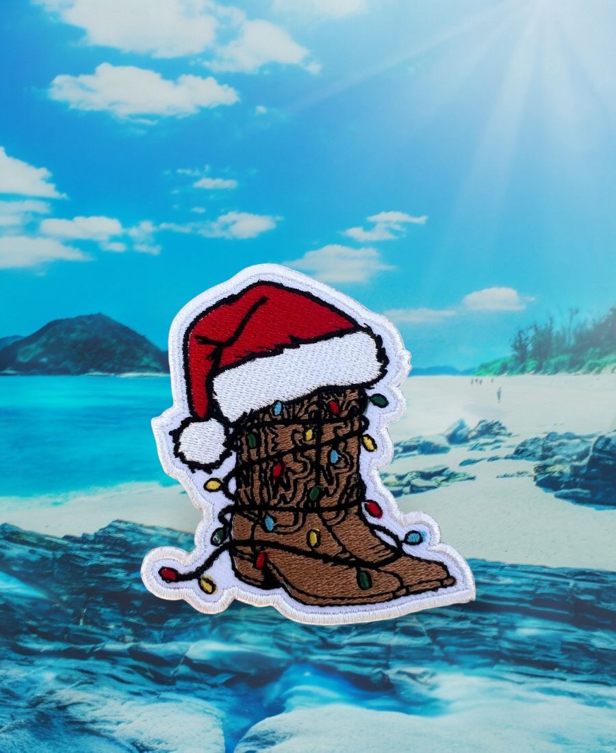 WhatsApp Image 2025-10-18 at 5.55.54 AM (1) Boot with Santa hat Embroidery patch - Image 1