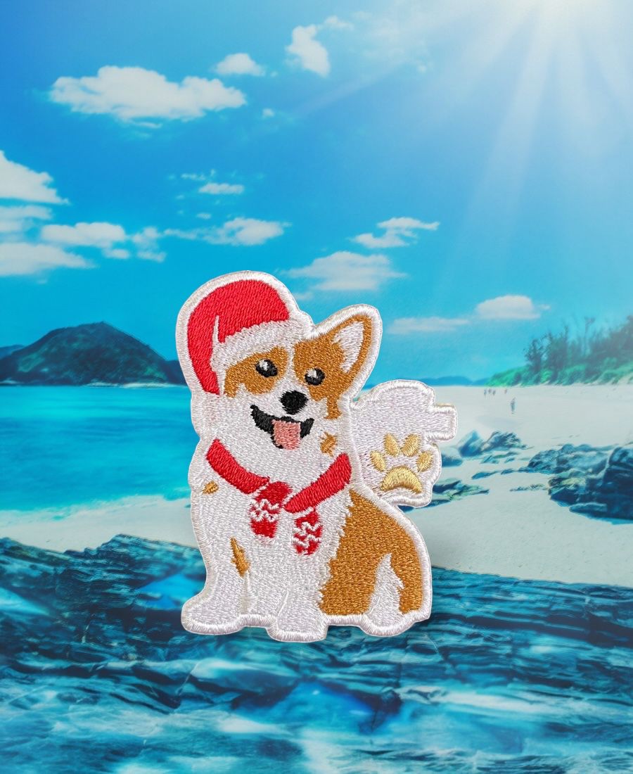 WhatsApp Image 2025-10-19 at 10.11.34 AM (1) Christmas Corgi Embroidery patch - Image 1